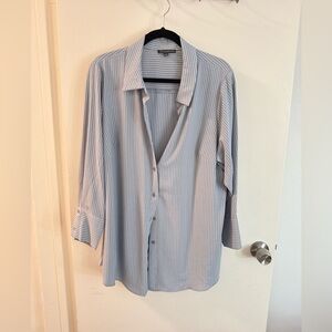 Adrianna Papell Pinstripe Shirt in Black and White